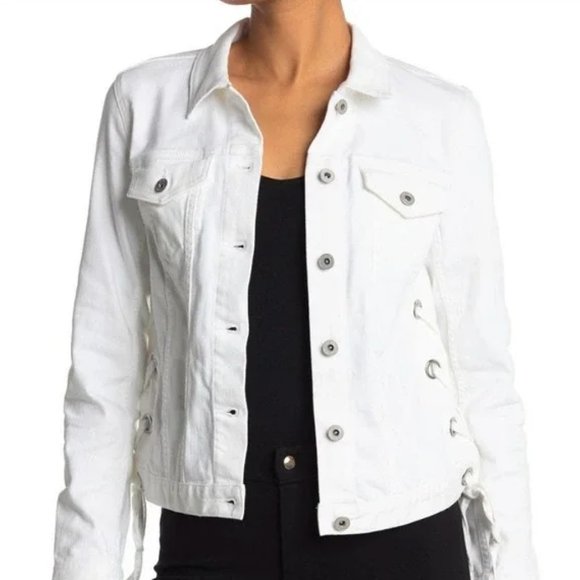 Vince Camuto Lace up denim jacket white - XXS NWT - Picture 1 of 9